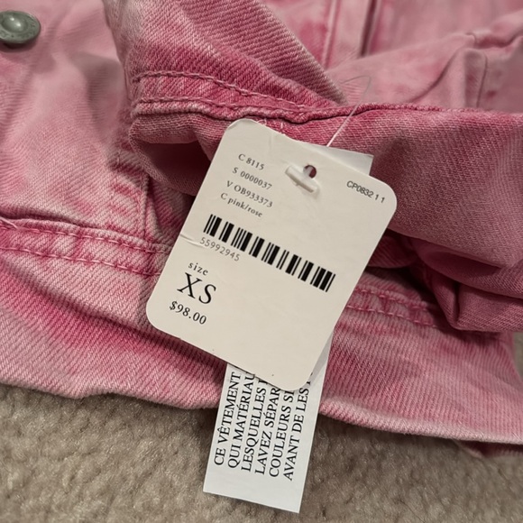 Free people pink denim jacket NWT XS - Picture 2 of 3